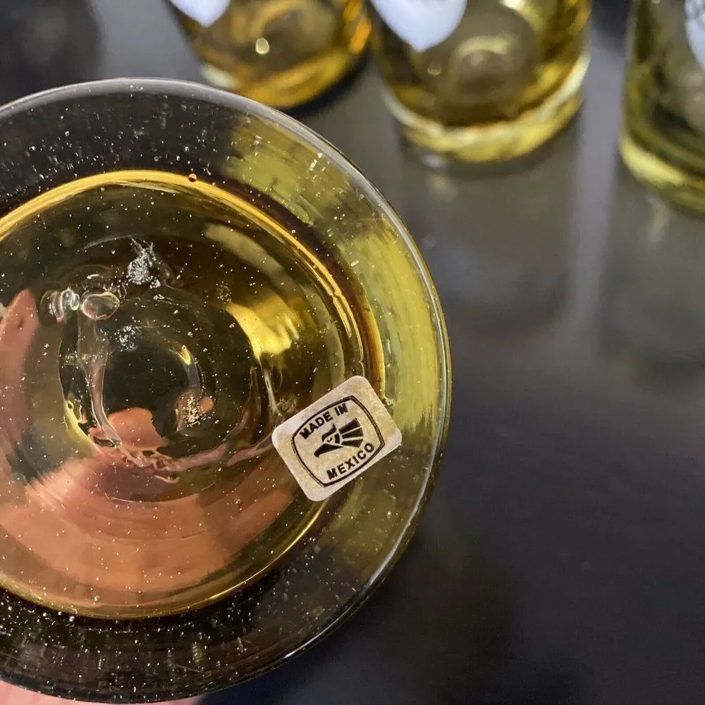 Hand made Mexico Glasses W/ Acorn Frosted Design